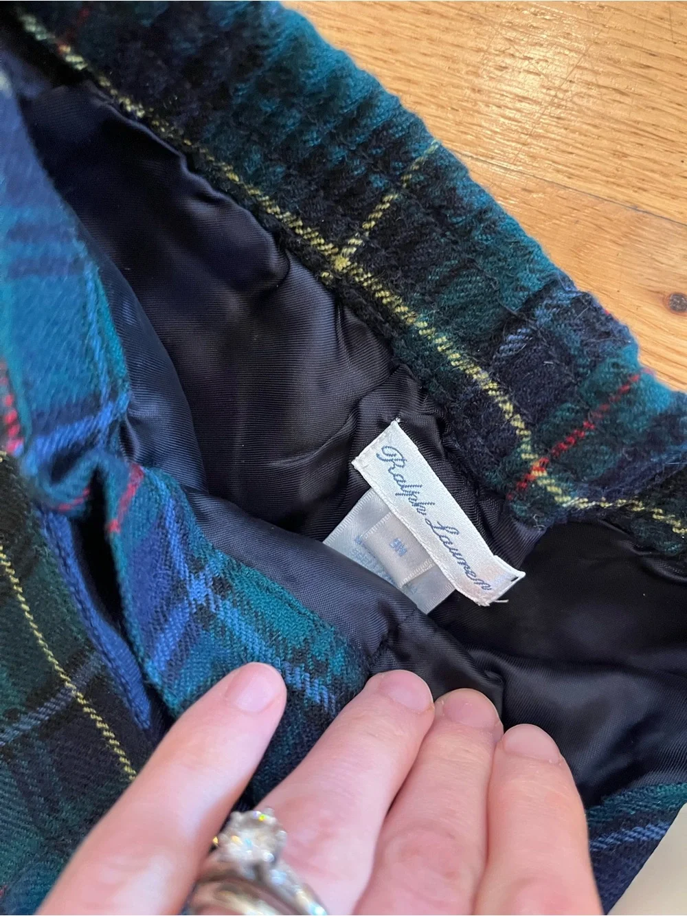 Ralph Lauren Navy and Green Tartan Kids Shorts with Belt